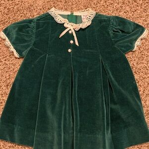 Good Lad Of Philadelphia Kids Teal Green  Velvet Lace Dress 18M. vin